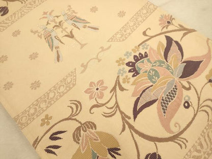 平和屋着物◎六通柄袋帯 更紗花鳥文 正絹 逸品 AABA7354dt