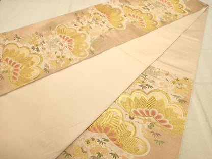 平和屋着物◎六通柄袋帯 唐織 宝尽くし文 松竹梅 金糸 正絹 逸品 AABA7360dt