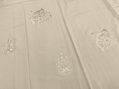 平和屋着物▽訪問着 単衣 中国三大刺繍 汕頭刺繍 スワトウ刺繍 色紙吉祥花文 薄桜色 正絹 逸品 AABA7402fy