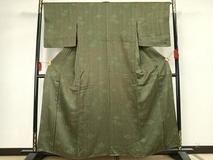 平和屋着物▽上質な小紋 単衣 草花文 正絹 逸品 未使用 AABA7403fy