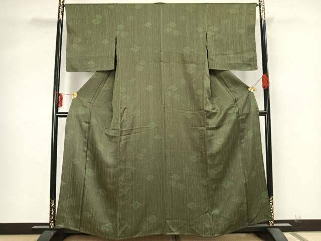 平和屋着物▽上質な小紋 単衣 草花文 正絹 逸品 未使用 AABA7403fy