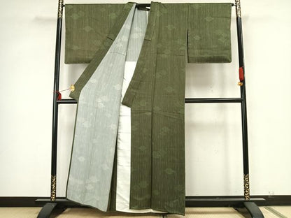 平和屋着物▽上質な小紋 単衣 草花文 正絹 逸品 未使用 AABA7403fy