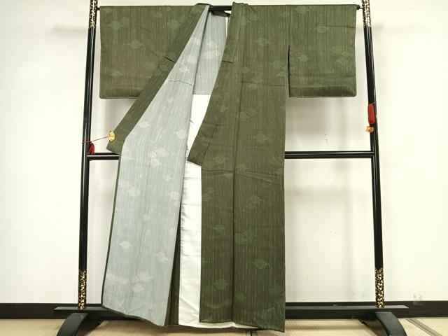 平和屋着物▽上質な小紋 単衣 草花文 正絹 逸品 未使用 AABA7403fy