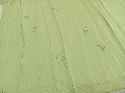 平和屋着物▽上質な小紋　単衣　総刺繍　寿光織　瓢箪　反端付き　正絹　逸品　AABA7404fy