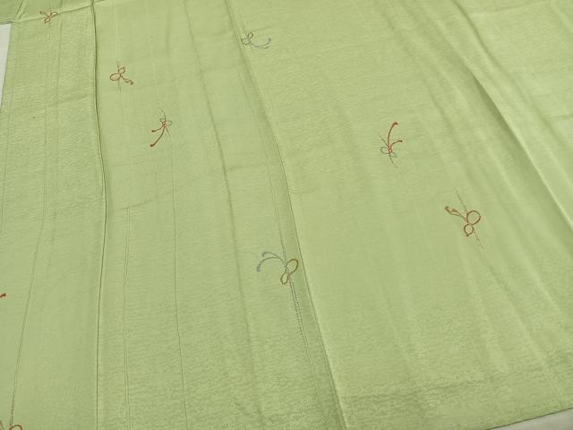平和屋着物▽上質な小紋　単衣　総刺繍　寿光織　瓢箪　反端付き　正絹　逸品　AABA7404fy