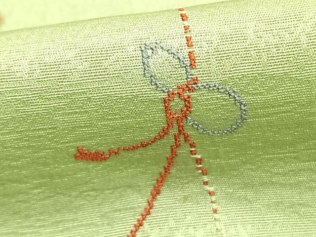 平和屋着物▽上質な小紋　単衣　総刺繍　寿光織　瓢箪　反端付き　正絹　逸品　AABA7404fy
