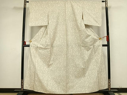 平和屋着物▽本場大島紬 白大島 単衣 7マルキ 抽象文様 正絹 逸品 AABA7406fy