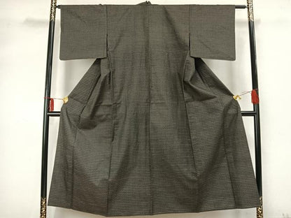 平和屋着物▽本場大島紬 単衣 幾何学文様 正絹 逸品 AABA7407fy