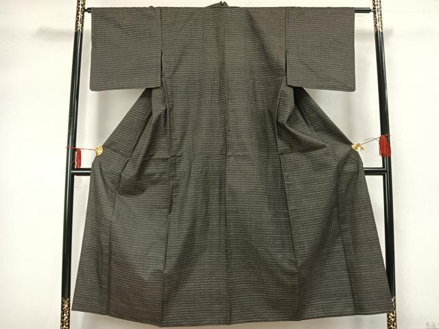 平和屋着物▽本場大島紬 単衣 幾何学文様 正絹 逸品 AABA7407fy
