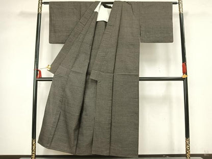 平和屋着物▽本場大島紬 単衣 幾何学文様 正絹 逸品 AABA7407fy