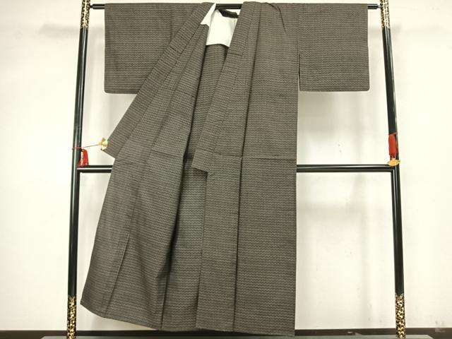 平和屋着物▽本場大島紬 単衣 幾何学文様 正絹 逸品 AABA7407fy
