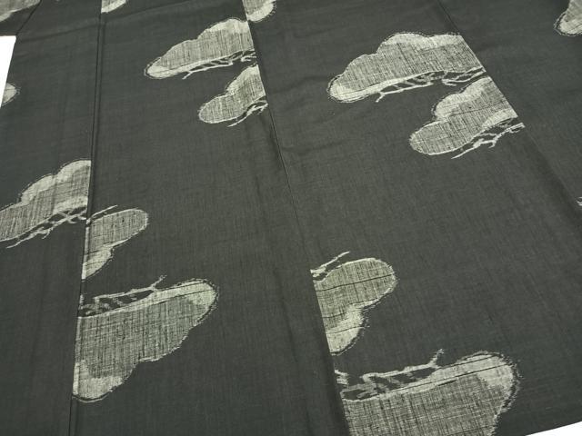 平和屋着物▽上質な紬 単衣 松文 正絹 逸品 AABA7408fy