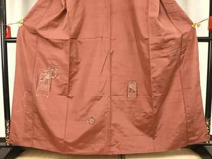 平和屋着物▽訪問着 単衣 紬地 御所車文 正絹 逸品 AABA7413fy