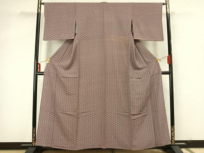 平和屋着物▽上質な小紋 単衣 麻の葉文様 正絹 逸品 未使用 AABA7415fy