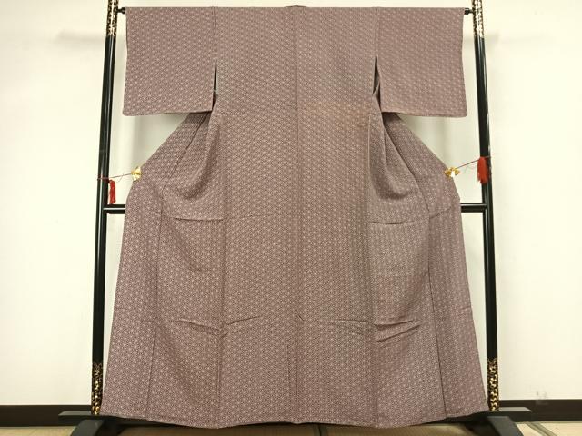 平和屋着物▽上質な小紋 単衣 麻の葉文様 正絹 逸品 未使用 AABA7415fy