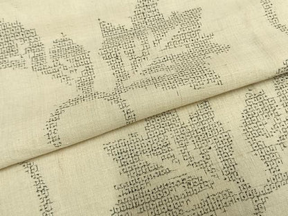 平和屋着物▽本場結城紬　重要無形文化財　単衣　100亀甲　唐草文　正絹　逸品　AABJ5791ck