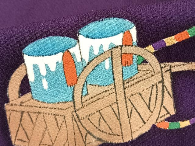 平和屋着物▽訪問着 単衣 手描き 人物扇面文 金彩 ロング丈 正絹 逸品 AABA7420fy