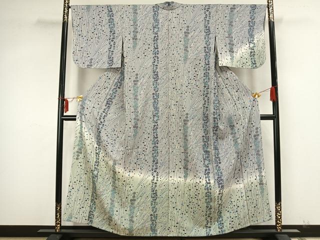平和屋着物▽訪問着 単衣 草花文 金彩 正絹 逸品 AABA7421fy