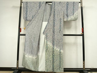 平和屋着物▽訪問着 単衣 草花文 金彩 正絹 逸品 AABA7421fy