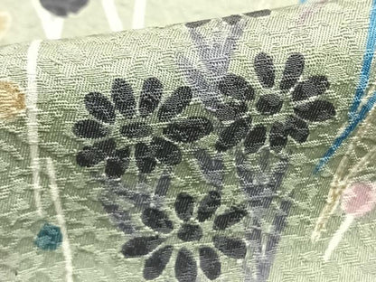 平和屋着物▽訪問着 単衣 草花文 金彩 正絹 逸品 AABA7421fy