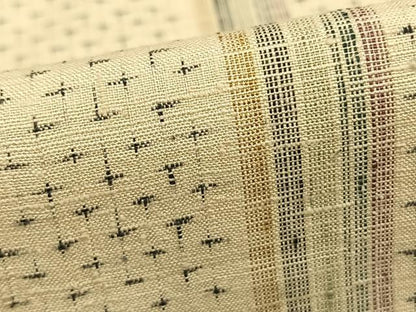 平和屋着物▽上質な紬 単衣 十字絣間道 正絹 逸品 AABA7422fy