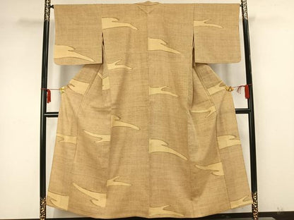 平和屋着物▽上質な紬 単衣 霞文 正絹 逸品 AABA7423fy