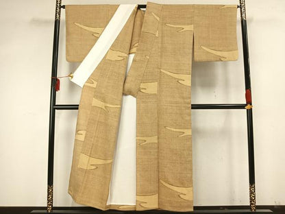 平和屋着物▽上質な紬 単衣 霞文 正絹 逸品 AABA7423fy