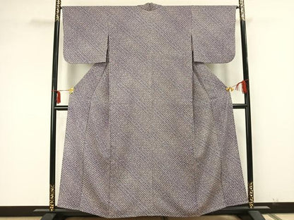平和屋着物▽上質な小紋 単衣 網目文 正絹 逸品 AABA7424fy