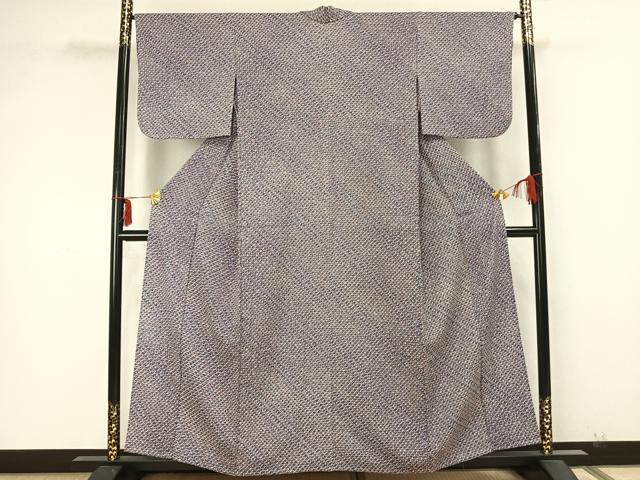 平和屋着物▽上質な小紋 単衣 網目文 正絹 逸品 AABA7424fy