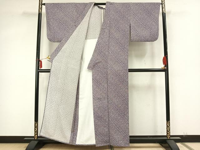 平和屋着物▽上質な小紋 単衣 網目文 正絹 逸品 AABA7424fy