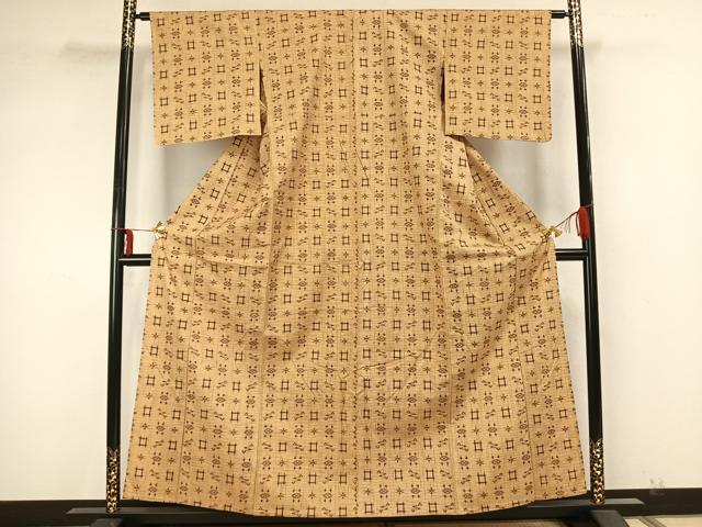平和屋着物▽上質な紬　単衣　琉球絣　正絹　逸品　AABA7425fy