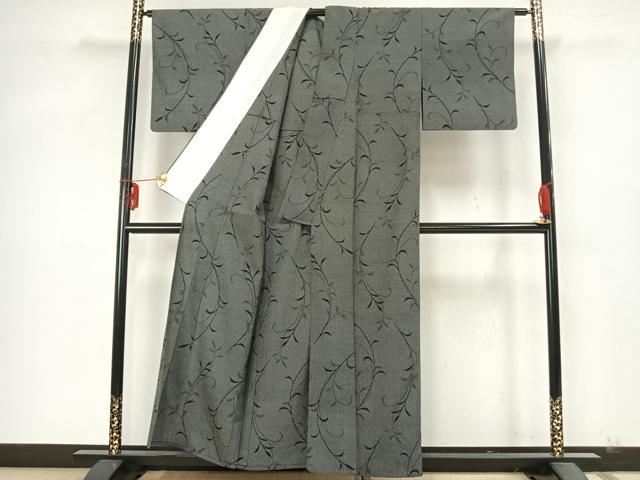 平和屋着物▽塩澤絣 単衣 唐草文 証紙付き 正絹 逸品 AABA7426fy