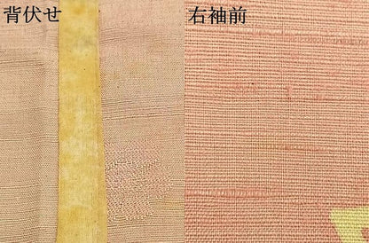 平和屋着物▽訪問着 単衣 紬地 草花文 正絹 逸品 AABA7429fy