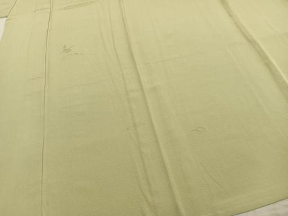 平和屋着物▽無地絵羽訪問着　単衣　中国三大刺繍　相良刺繍　若菜色　正絹　逸品　AABA7431fy