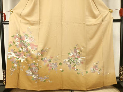 平和屋着物▽訪問着　単衣　地紙花文　金銀彩　正絹　逸品　未使用　AABA7433fy
