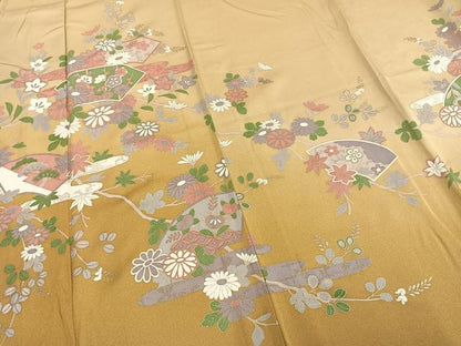 平和屋着物▽訪問着　単衣　地紙花文　金銀彩　正絹　逸品　未使用　AABA7433fy