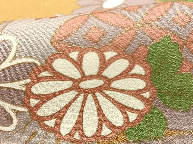 平和屋着物▽訪問着　単衣　地紙花文　金銀彩　正絹　逸品　未使用　AABA7433fy
