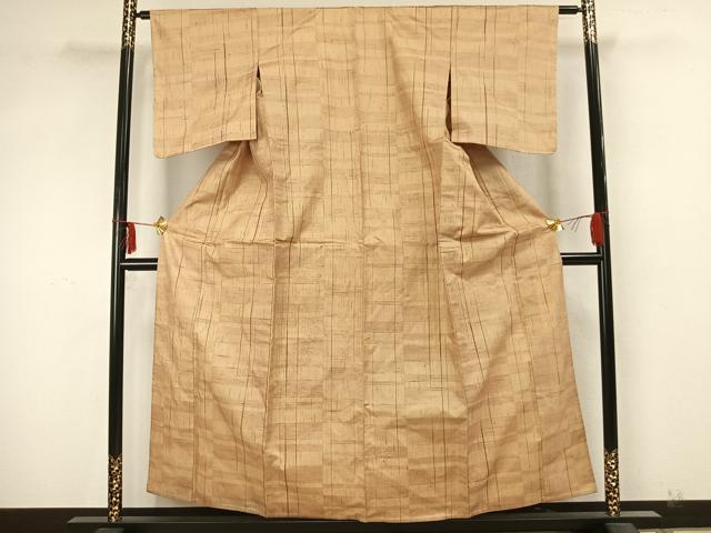 平和屋着物▽上質な紬 単衣 抽象文様 正絹 逸品 AABA7434fy