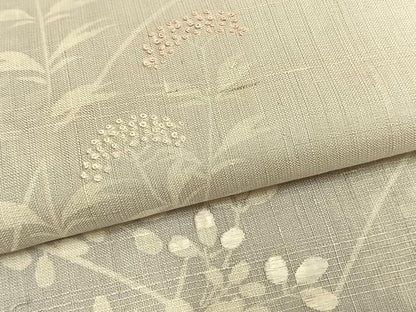 平和屋着物▽訪問着 単衣 紬地 刺繍 草花文 暈し染め 正絹 逸品 AABA7435fy