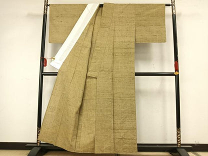 平和屋着物▽上質な紬 単衣 霞文 正絹 逸品 AABA7437fy