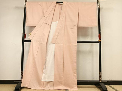 平和屋着物▽上質な紬 単衣 色無地 洗柿色 正絹 逸品 未使用 AABA7438fy