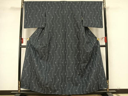 平和屋着物▽上質な紬 単衣 十字絣 正絹 逸品 AABA7439fy