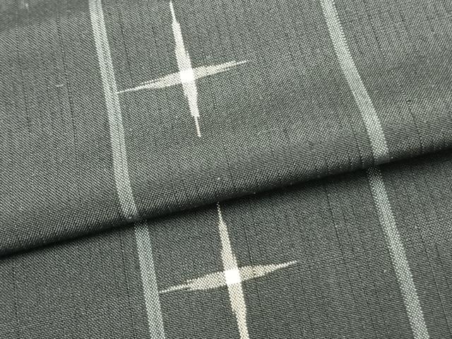 平和屋着物▽上質な紬 単衣 十字絣 正絹 逸品 AABA7439fy