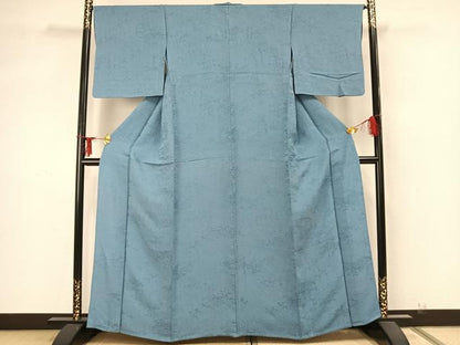 平和屋着物▽上質な色無地 単衣 流水地紋 勿忘草色 正絹 逸品 AABA7440fy