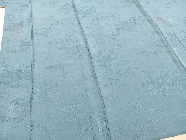 平和屋着物▽上質な色無地 単衣 流水地紋 勿忘草色 正絹 逸品 AABA7440fy