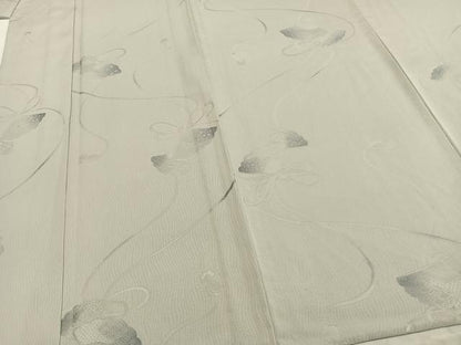 平和屋着物▽上質な小紋　単衣　地紋起こし　扇面文　正絹　逸品　未使用　AABA7441fy