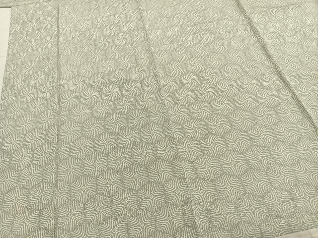 平和屋着物▽上質な小紋　単衣　作家物　幾何学文様　ロング丈　正絹　逸品　未使用　AABA7444fy
