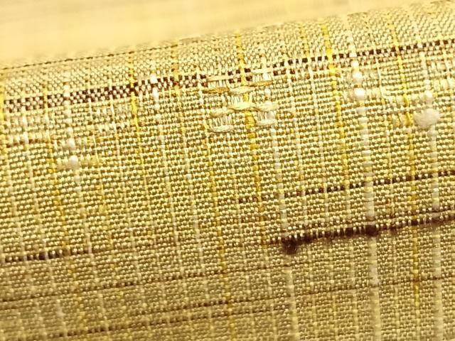 平和屋着物▽上質な紬 単衣 花織 縞 正絹 逸品 AABA7446fy