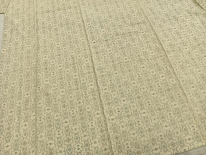 平和屋着物▽上質な紬 単衣 幾何学文様 正絹 逸品 AABA7447fy
