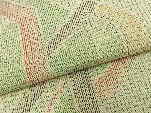 平和屋着物▽上質な紬 単衣 幾何学文様 正絹 逸品 AABA7448fy